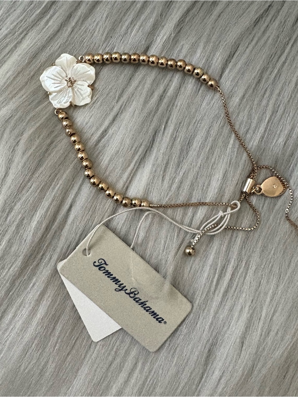 Tommy Bahama Mother of Pearl Flower Adjustable Pull Tie Bracelet